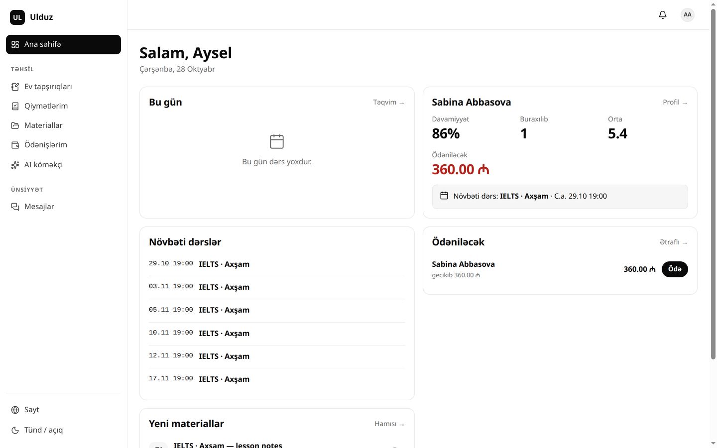 Gəlməyənin valideyni bilir